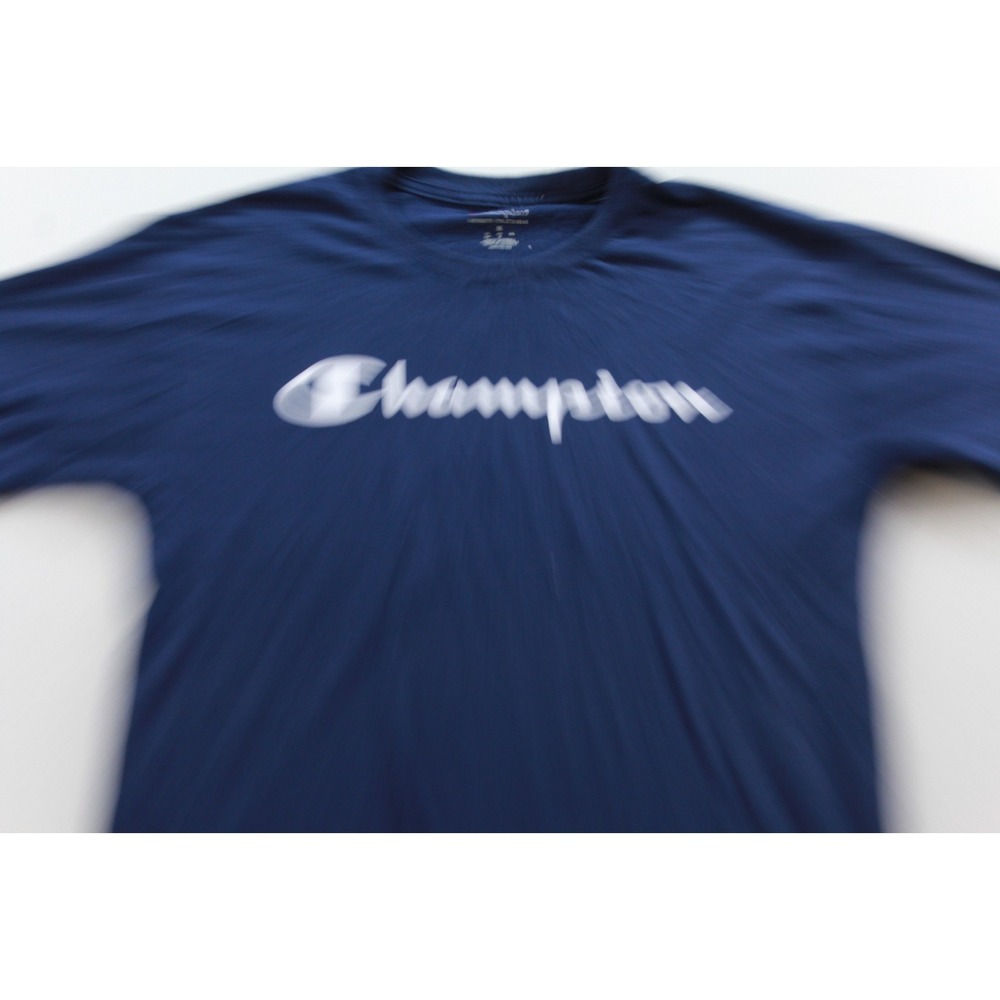 Champion T-Shirt Men Size M Blue Excellent Athletic Script Logo Short Sleeve - Picture 6 of 11